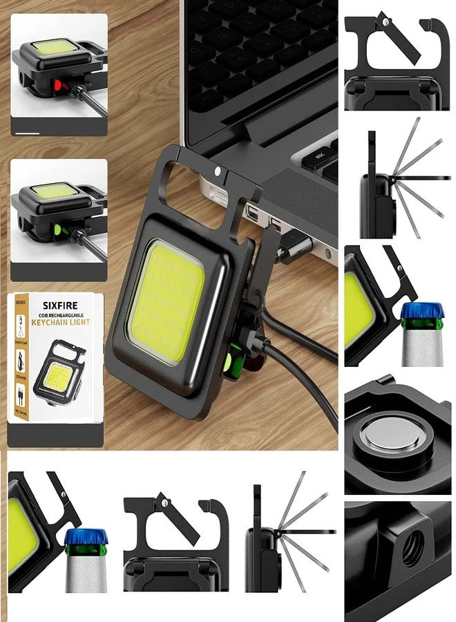 Sixfire COB Small Flashlights LED Flashlight with COB Light Mini Waterproof Portable LED Flashlight USB Rechargeable 4 Modes Light Flashlight - Black - Image 3